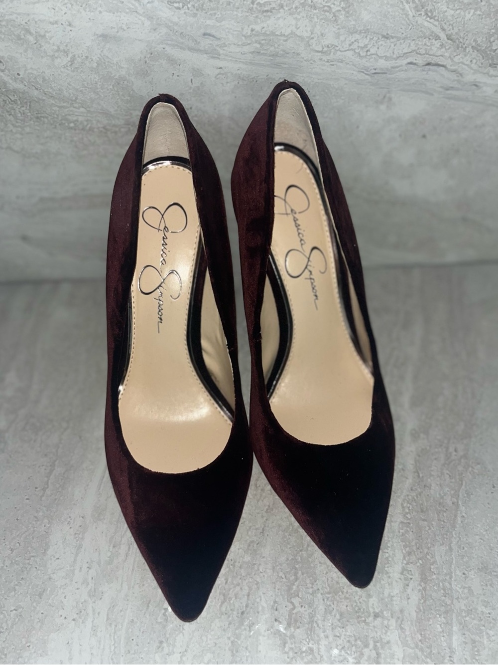 Jessica Simpson Burgundy Pointed Toe Suede Pumps